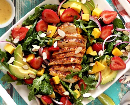 easy paleo recipe for strawberry mango chicken salad