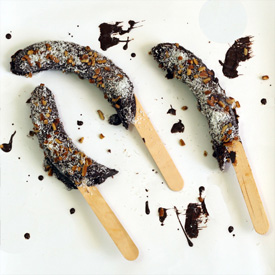 Frozen chocolate dipped bananas