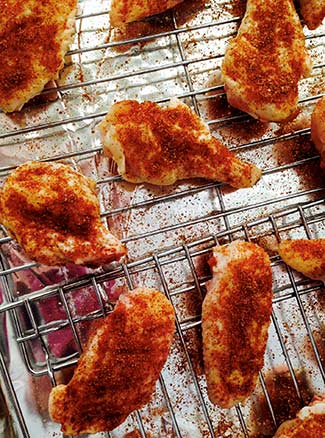 Chicken wings with chipotle seasoning mix applied