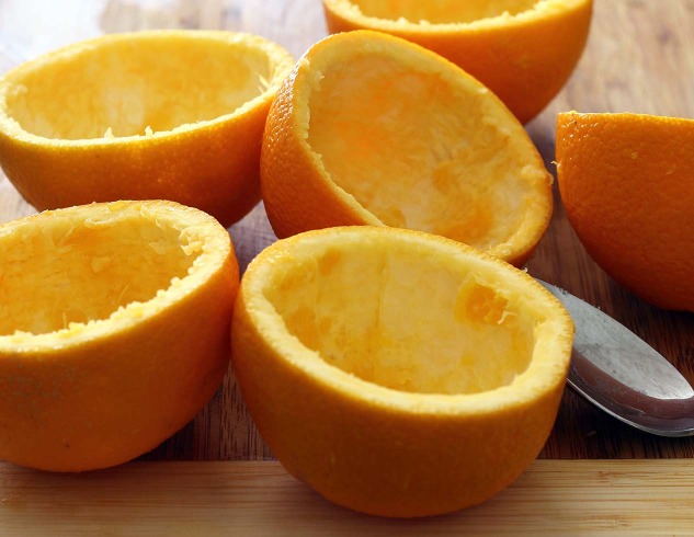 Orange-Maple Sweet Potatoes in Orange Cups recipe from paleonewbie.com - empty orange cups photo