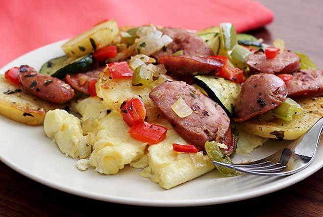 paleo recipe sausage and sweet potato quick skillet dish
