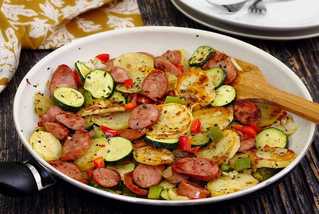 easy paleo recipe for Italian veggies and sausage