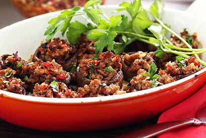 Sausage, Artichoke & Roasted Pepper Stuffed Mushrooms Paleo Recipe