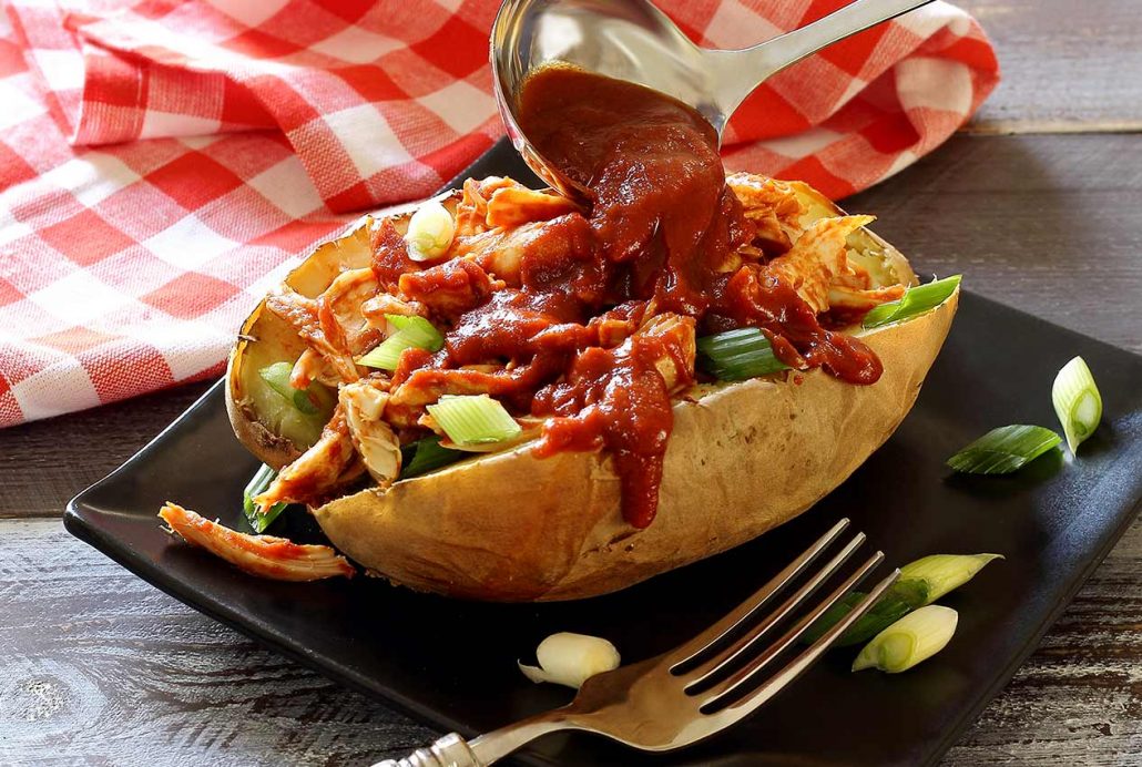 easy paleo recipe for stuffed sweet potato with chicken