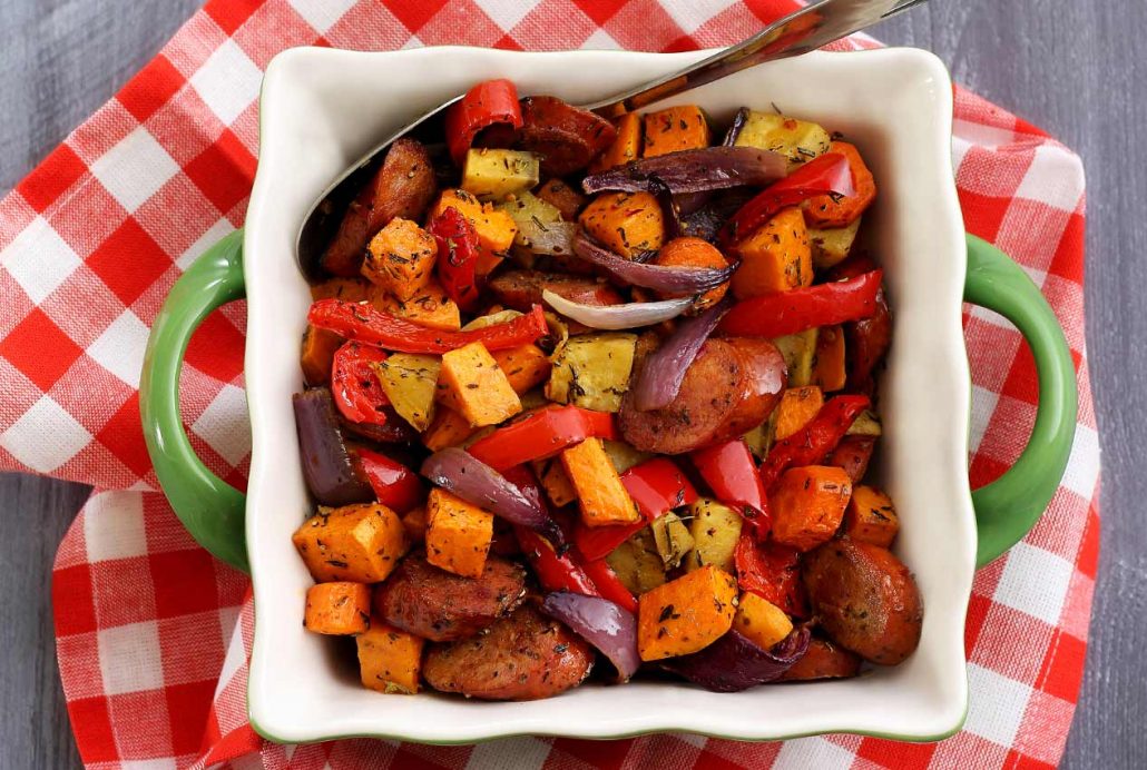 easy paleo recipe for veggies and sausage