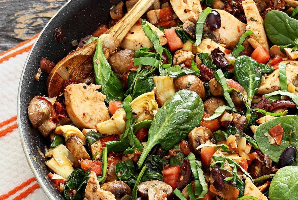 easy paleo recipe for one skillet Mediterranean chicken