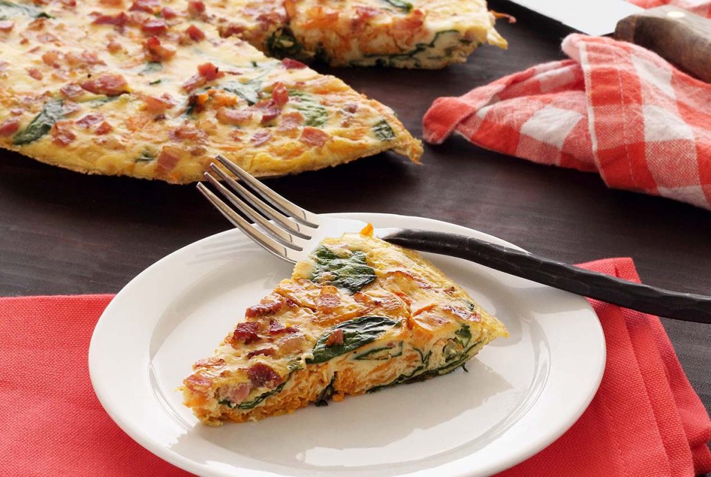 easy paleo recipe for a frittata with spinach and pancetta