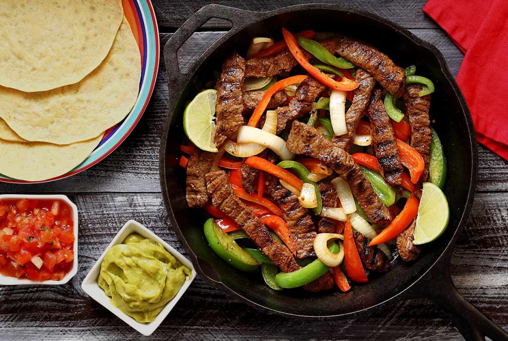 easy paleo recipe for steak fajitas with gluten-free tortillas