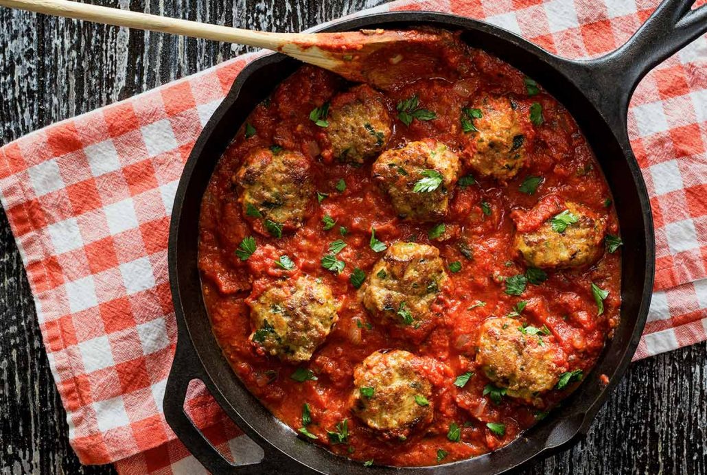 easy paleo recipe for one-skillet Italian meatballs