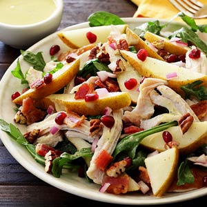Fall Harvest Turkey and Pear Salad with Pear Vinaigrette Paleo Recipe