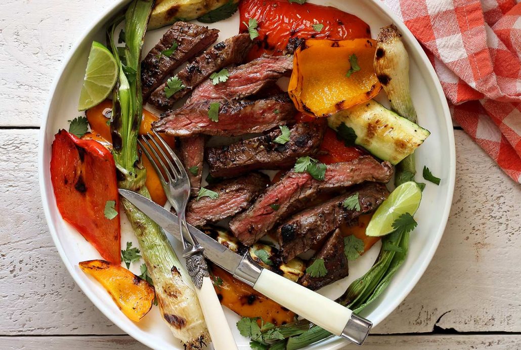 skirt steak with veggies paleo grill recipe