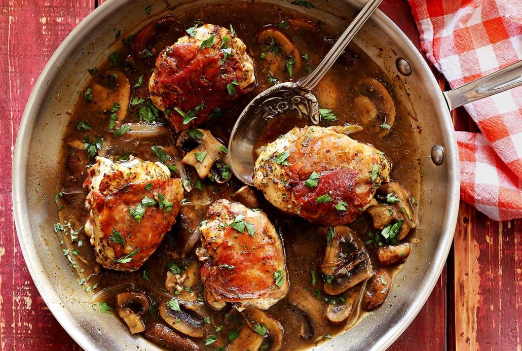 easy paleo recipe for prosciutto wrapped chicken with marsala mushroom sauce