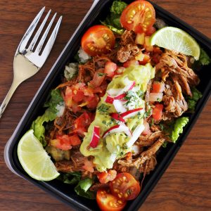 spicy shredded beef meal prep idea