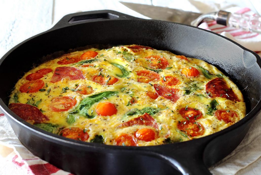 simple paleo frittata recipe with chorizo and tomatoes