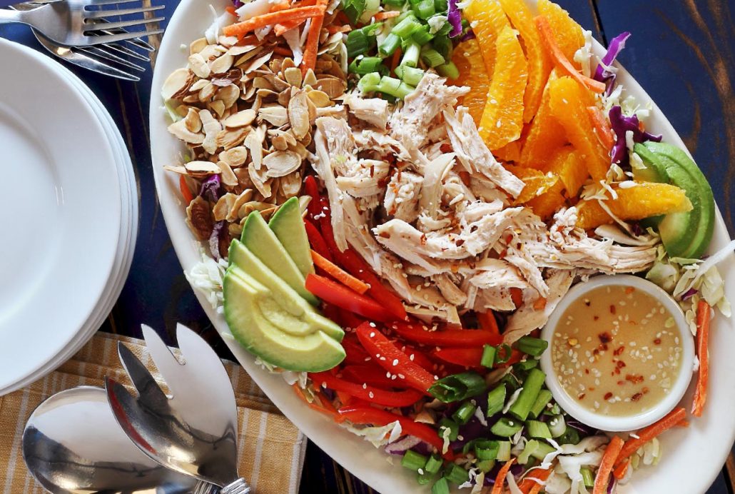 easy paleo Asian chicken salad with creamy sesame dressing