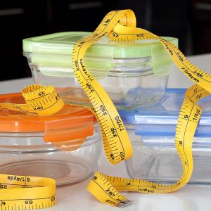 meal prep containers with tape measure