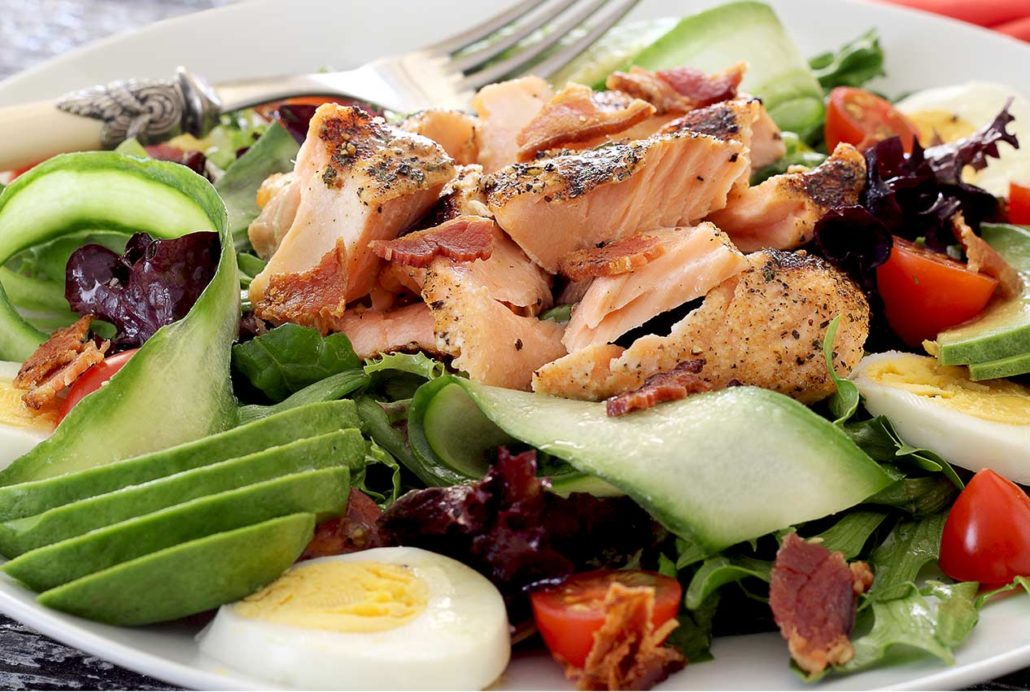 grilled salmon salad with honey lime vinaigrette