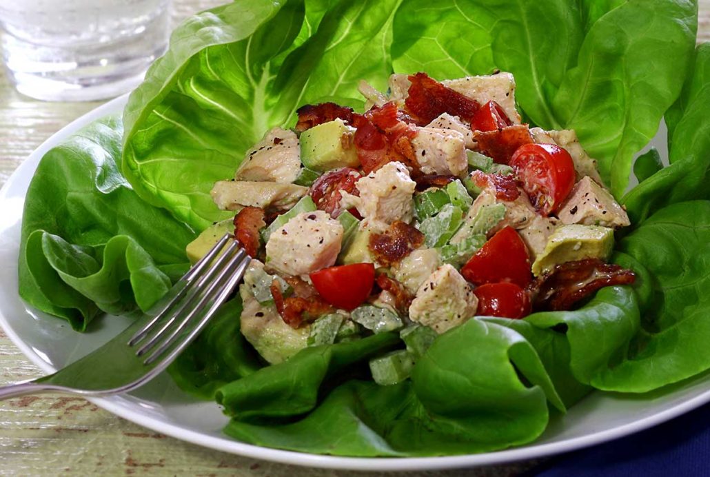 quick and easy paleo salad featuring pre-cooked chicken
